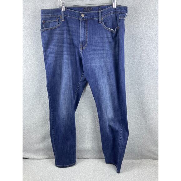 Lucky Brand 411‎ Athletic Taper Jeans Men's 40X32 Blue Distressed Denim Casual - Picture 1 of 12
